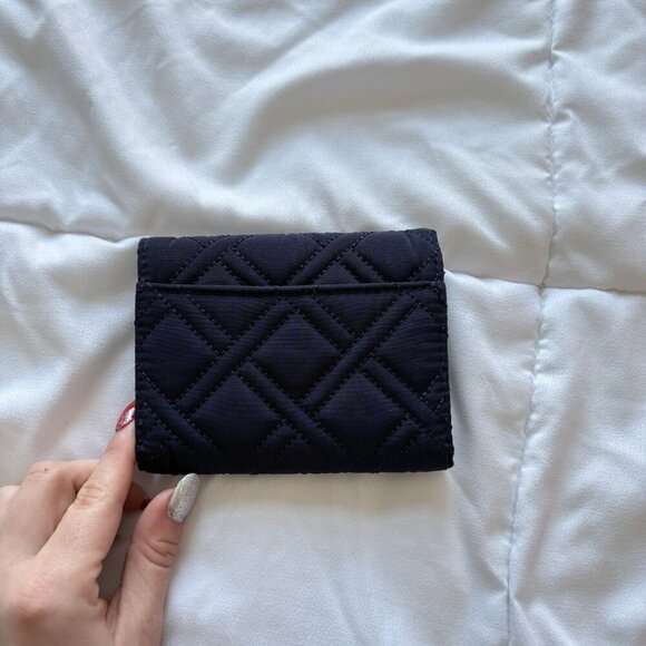 Vera Bradley Womens Navy Blue Quilted Tri-Fold Small Wallet 5x4 - Picture 8 of 9